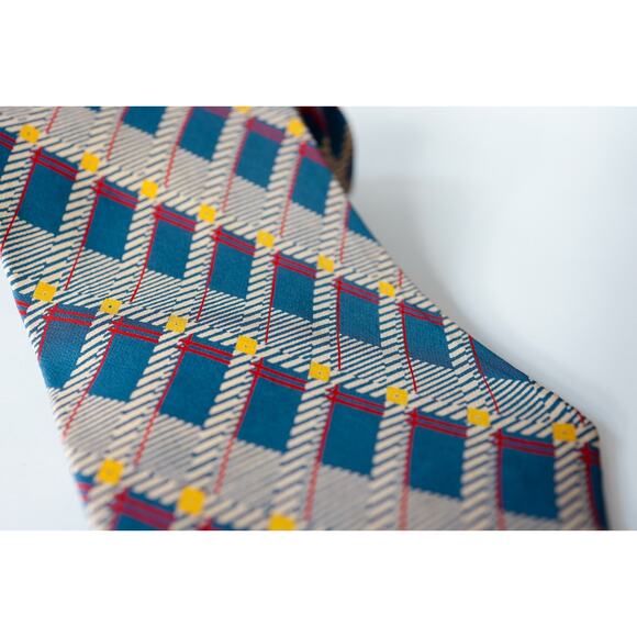 Vintage Dunhill Silk Argyle Striped Tie Luxury Wedding Preppy Business Corporate - Picture 8 of 15